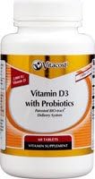 Vitacost Vitamin D3 2000 IU with Probiotics - 1 Billion CFU** - 60 Tablets