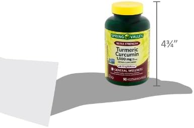 Spring Valley Turmeric Curcumin 1500mg- with Black Pepper Vegetarian Capsules 90ct +DRI Store Sticker.