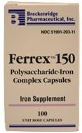Ferrex -150 Capsules Prevents Iron Deficiency - 100 Each (1) by WWW.BRECKENRIDGEPHARMA.COM