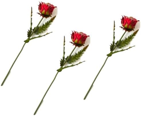 Factory Direct Craft Red Glittered Artificial Thistle Stem | 3 Pieces