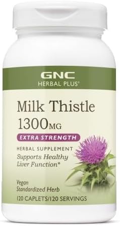 GNC Herbal Plus Milk Thistle 1300mg Extra Strength 120 Caplets