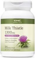 GNC Herbal Plus Milk Thistle 1300mg Extra Strength 60 Caplets