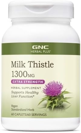 GNC Herbal Plus Milk Thistle 1300mg Extra Strength 60 Caplets