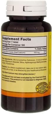 Nature's Blend Oyster Shell Calcium 500 mg Tablets - 100 ct Pack of 6