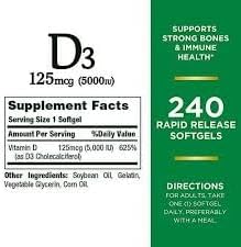 Nature's Bounty D3-5000 IU Softgels Maximum Strength - 240 ct Pack of 2