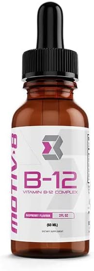 Motiv-8 Essentials Vitamin B-12 Drops Sublingual Easy to Take Liquid Supplement Supports Eye Health Brain Energy Nervous System Cognition &amp Memory (60 Servings Raspberry)