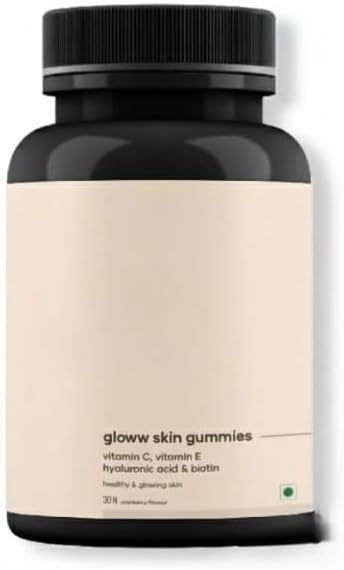 Glow Skin Gummies for Men - 30 Gummies| 30 Days Pack | Delicious Gummies with Vitamin C Hyaluronic Acid Vitamin E &amp Biotin | Deeply Hydrates and Promotes Skin Regeneration