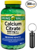 Calcium Citrate 600mg Supplement 300 Count High Absorption Tablets for Bone Health with Pill Holder