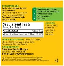 Nature Made Vitamin B-12 Softgels 3000 Mcg 60 Count Pack of 3