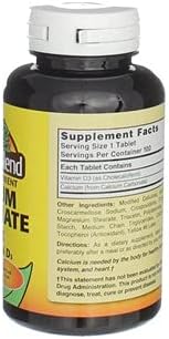 Nature's Blend Calcium Carbonate with Vitamin D3 100 Tablets (Pack of 2)