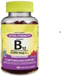 SEDLAV Extra Strength Vitamin B12 Vegetarian Gummies Raspberry Flavor 3000mcg 100 Count Sticker