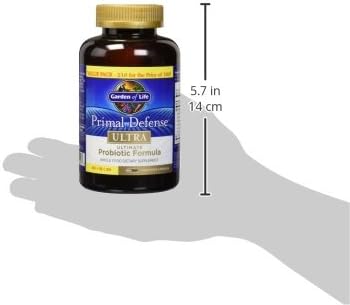 Garden of Life Probiotics for Digestive Health and Gut Health BalancePrimal Defense Ultra Ultimate Formula15 Billion CFU and 13 Strains Plus HSOsVegetarian-and Gluten Free216 Capsules(Pack of 2)