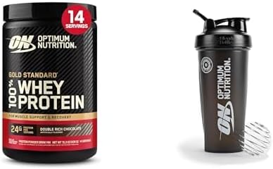 Bundle of Optimum Nutrition Gold Standard 100% Whey Protein Powder Double Rich Chocolate 1 Pound (Pack of 1) + Optimum Nutrition Shaker Cup 28oz Pack of 1
