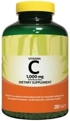 SEDLAV Vitamin C with Rose HIPS Tablets Dietary Supplement 1000 mg 250 Count + Sticker Designed for Use in Wellness Schedules and Measured Routines