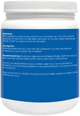 Natural-Vitality Calm Magnesiun Citrate Powder Raspberry Lemon Flavor 20 Ounces+ VSL Sticker