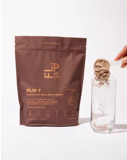 Flip My Life Flip 7 Natural SuperFood Plant-Based Protein Complete Meal Replacement to Support Healthy Gut 7 Mega Nutrient Rich Blends all in one to AGE BETTER - Chocolate