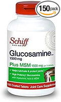 Schiff Glucosamine 1500mg Plus MSM and Hyaluronic Acid 150 tablets - Joint Supplement (Pack of 7)
