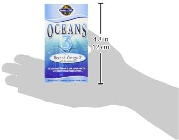 Garden of Life Oceans 3 Beyond Omega-3 with OmegaXanthin EPA DHA Supplements Fish Oil with 1200 mg Omega 3 Astaxanthin &amp Brown Seaweed Extract - 60 Softgels (Pack of 2)