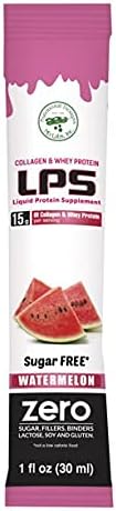 Nutritional Designs LPS Liquid Collagen &amp Whey Protein Supplement - Non-GMO Drink Sugar-Free - Promotes Healthy Skin &amp Hair for Men &amp Women Watermelon Single Serve (100 Packets)