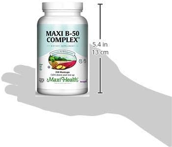 Maxi Health Stress Relief Vitamin B Complex for Women and Men Vitamin B6 B12 Biotin Inositol Folate Vegan Gluten &amp Soy &amp Milk Free Kosher Unflavored 250 Count