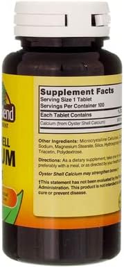 Nature's Blend Oyster Shell Calcium 500 mg Tablets - 100 ct Pack of 6