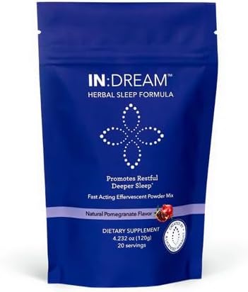 in Dream - Natural Sleep Aid Powder Drink Mix Herbal Adaptogen &amp Antioxidant Blend – Natural Night Sleep Drink for Deep Sleep Relaxation &amp Recovery – Pomegranate Flavor 20 Servings