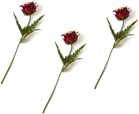 Burgundy Glittered Artificial Thistle Stem | 3 Pieces