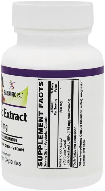 BariatricPal 500mg Turmeric Extract Capsules with Curcumin C3 Complex® (60 Count)