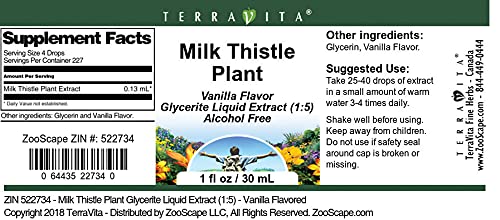 Milk Thistle Plant Glycerite Liquid Extract (1:5) - Vanilla Flavored (1 oz ZIN: 522734)