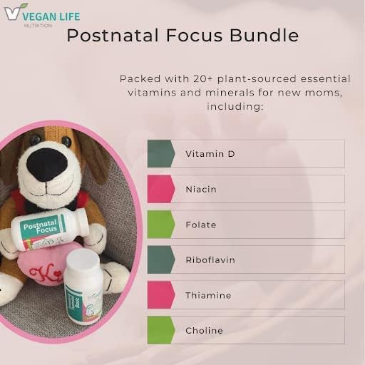 Vegan Life Nutrition - Vegan Postnatal Vitamins - Folate Calcium Vitamins A B C D E K and More - Gluten-Free Non-GMO