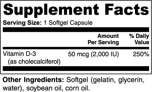 Sunex Vitamin D3 2000 IU | Supports Bone Health &amp Immunity | 100 Count
