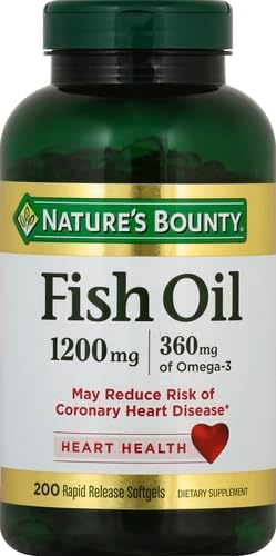 Nature's Bounty Fish Oil Omega 3 Supplements - Supports Heart Health1200 Mg Fish OilOmega-3200 Softgels(Pack of 3)
