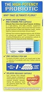 Ultimate Flora Extra Care Probiotic Supplement Vegetable Capsules 30 CT (Pack of 2)