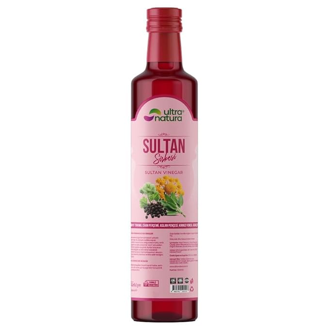 Ultra Natura Sultan Herbal Detox Vinegar – 16.9 fl oz (500ml) – Grape &amp Sumac Base with Herbal Blend – Natural Support for Digestion Detox &amp Metabolism – Made in Turkish