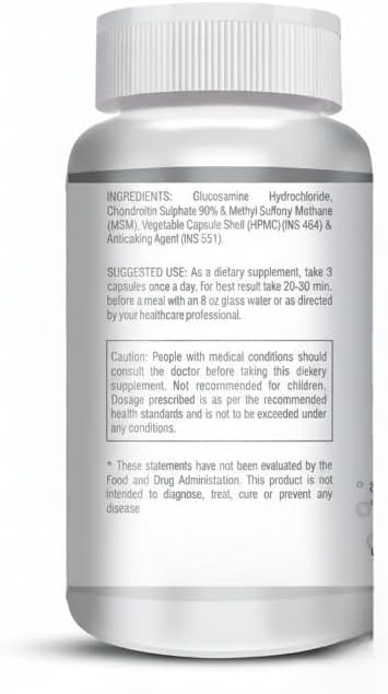 Glucosamine 1000mg MSM 500mg &amp Chondroitin 500mg Support Joint Strength 90 Capsules