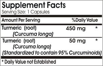 Turmeric Extract 500mg Curcuminoids 95% // 100 Capsules // Pure // by PureControl Supplements