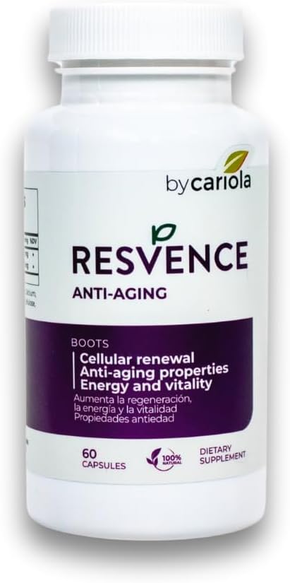 Resvence Resveratrol Supplement Capsules - Antioxidant - Boost Immune System - Energy &amp Vitality - Cellular Renewal - Supports General Wellbeing - Resveratrol - Camu Camu - 60 Caps