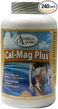 Omega Alpha. Cal-Mag Plus-Liquid Ca &amp Mg with Vitamin D+Trace Minerals-Helps The Development and Maintenance of Bones and Teeth 240veg Capsules