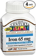 21st Century Iron 65 mg with Ferrous Sulfate 325 mg - 100 Tablets Pack of 4