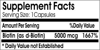 Biotin 5000mcg // 200 Capsules // Pure // by PureControl Supplements