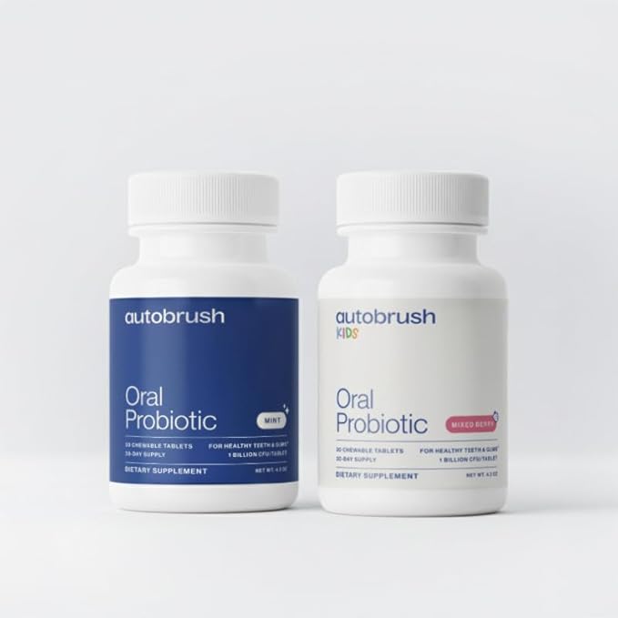 autobrush Kids Oral-Care Slow Dissolve Probiotic Tablets | Dental Supplements | Healthier Teeth and Gums | Balanced Mouth Biome| 30 Count (Mixed Berry Flavor)