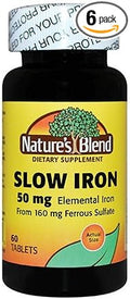 Nature's Blend Slow Iron 50mg 60 Tablets Per Bottle (Pack of 6)