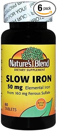 Nature's Blend Slow Iron 50mg 60 Tablets Per Bottle (Pack of 6)