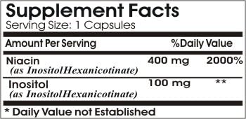 No Flush Niacin 500mg // 200 Capsules // Pure // by PureControl Supplements
