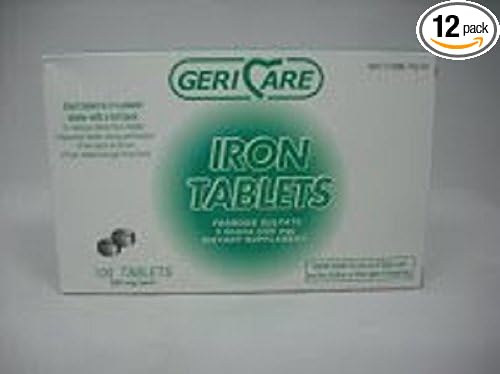 GeriCare Ferrous Sulfate 325 mg- 100 Tablets per Pack (12 Pack)