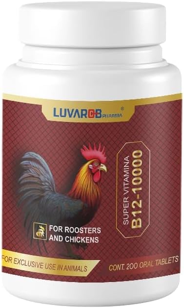 Vitamin B12 10000 Tblets for Poultry – 200 Count – Nutritional Supplement for Chickens and Farm Birds