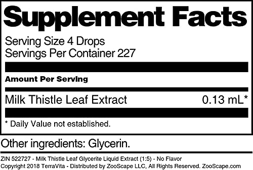 TerraVita Milk Thistle Leaf Glycerite Liquid Extract (1:5) - No Flavor (1 oz ZIN: 522727) - 3 Pack