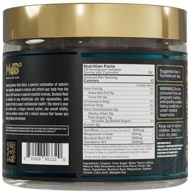 Sea Moss Gummies with Burdock Root &amp Dandelion - 113 Essential Minerals for Detox Glowing Skin &amp Immune Support - Natural Cleanse with Magnesium Citrate