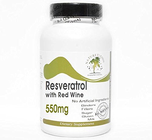 Resveratrol with Red Wine 550mg ~ 180 Capsules - No Additives ~ Naturetition Supplements