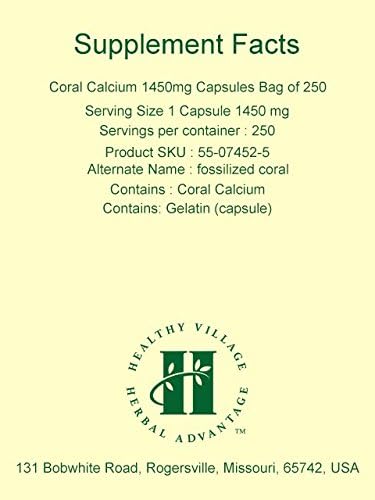 Coral Calcium Capsules 1450mg Bag of 250